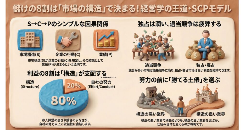 マイケル・ポーターのSCPモデルをわかりやすく図解。